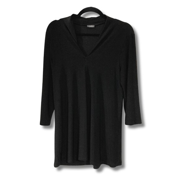 CLIENTELE Black stretch jersey tunic mini dress witchy gothic flowy top MEDIUM - Picture 1 of 12